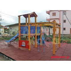 Σύνθετο όργανο με τσουλήθρα και αναρριχήσεις δίχτυ